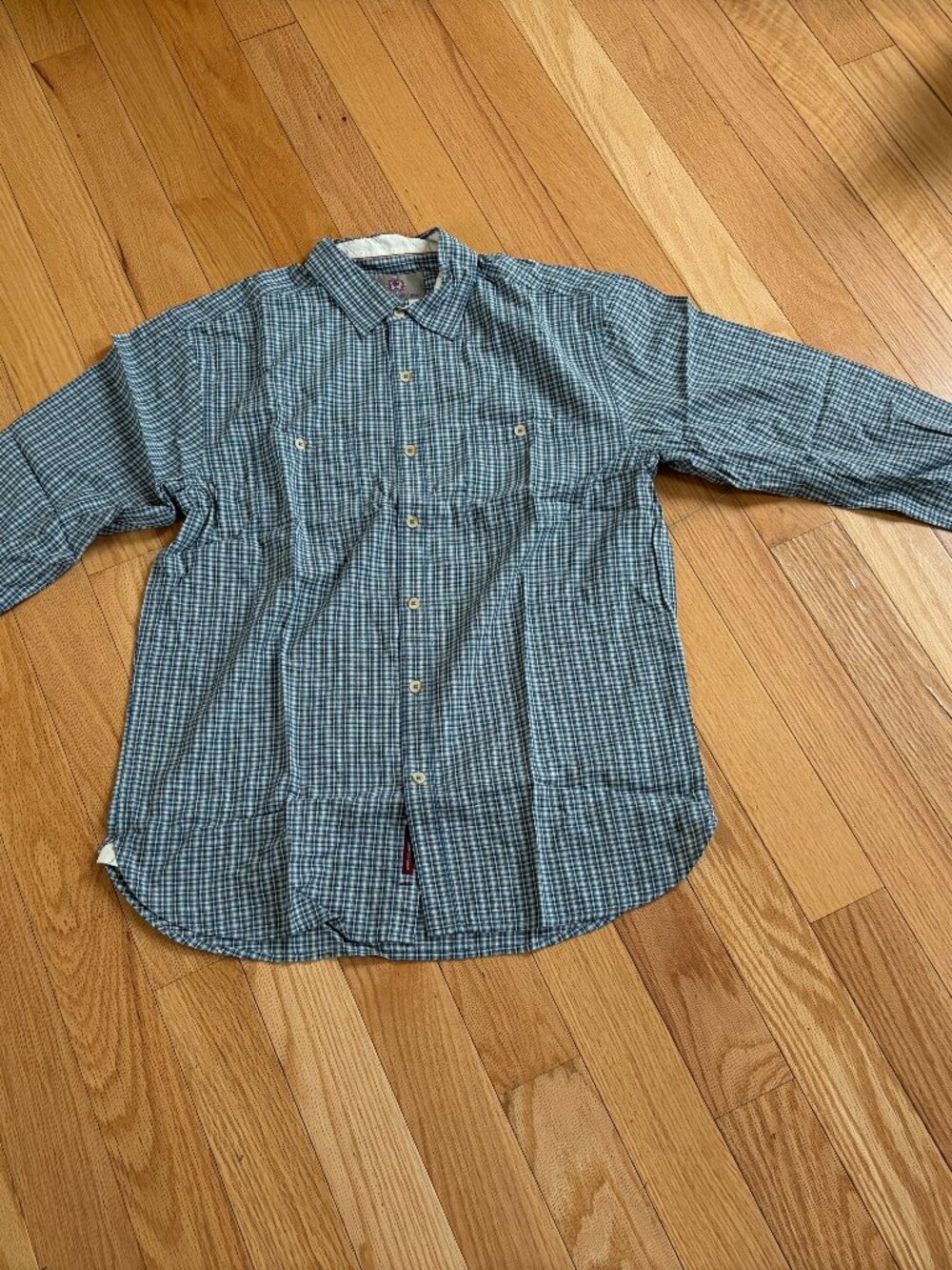The Territory Ahead Men's Large Blue Checkered Plaid Cotton Button Down Shirt